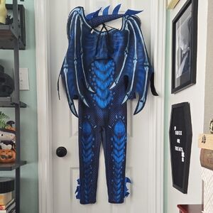 Blue Dragon Kids Costume W/ Matching Wings & Tail, 6-8 YEARS, EUC